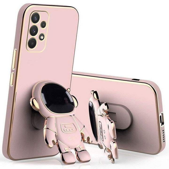 Husa Telefon 2in1, Compatibila Samsung Galaxy S24 Plus, Carcasa TPU cu Suport Inclus Tip Astronaut, Protectie Camere, Roz