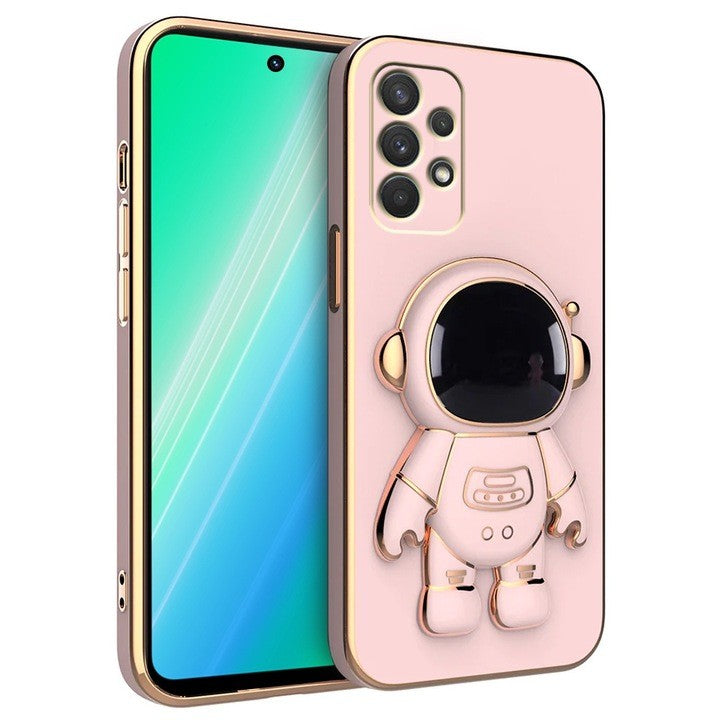 Husa Telefon 2in1, Compatibila Samsung Galaxy S24 Plus, Carcasa TPU cu Suport Inclus Tip Astronaut, Protectie Camere, Roz