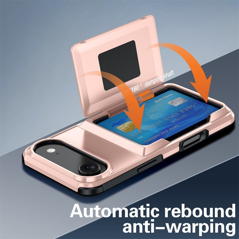 Husa de Protectie compatibila Apple iPhone 17 Air, Compartiment pentru Carduri, Anti-alunecare, Protectie PC, Rezistenta la Zgirieturi, Rose Gold