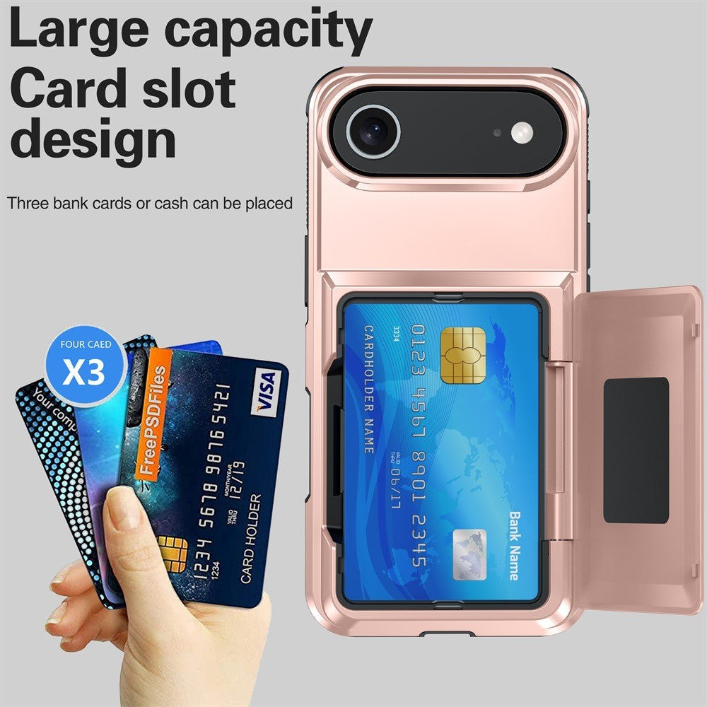 Husa de Protectie compatibila Apple iPhone 17 Air, Compartiment pentru Carduri, Anti-alunecare, Protectie PC, Rezistenta la Zgirieturi, Rose Gold