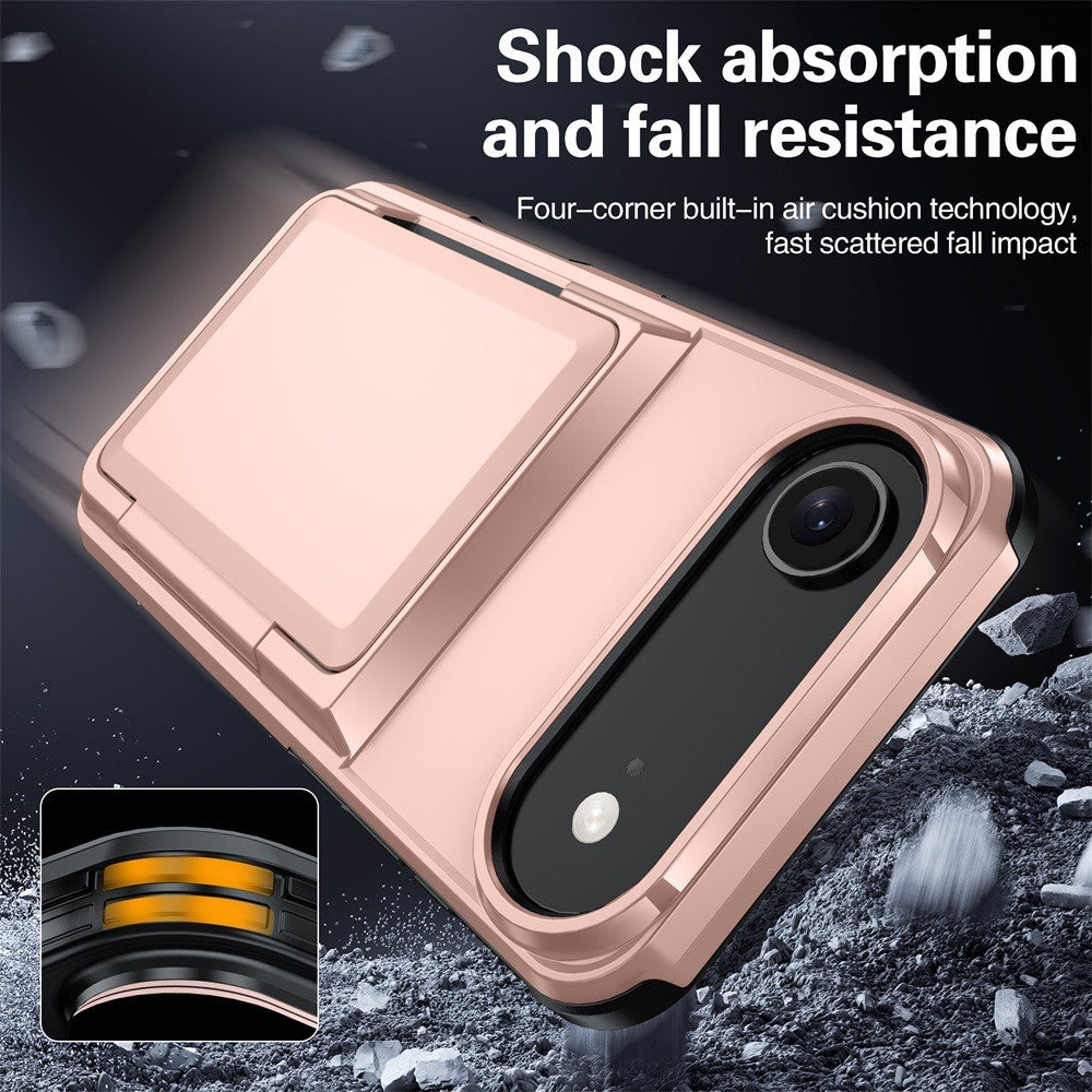 Husa de Protectie compatibila Apple iPhone 17 Air, Compartiment pentru Carduri, Anti-alunecare, Protectie PC, Rezistenta la Zgirieturi, Rose Gold