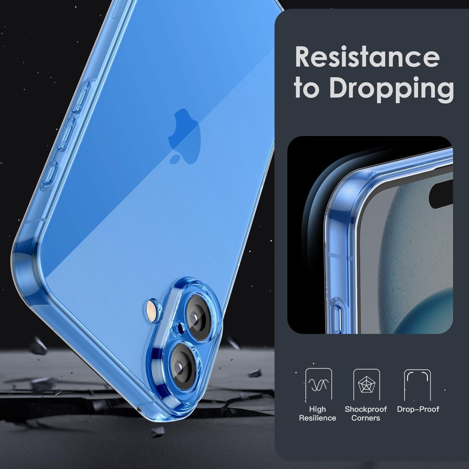 Husa de Protectie, Compatibila cu Apple iPhone 16, TPU, Antisoc, Rezistenta la Impact, Protectie Camera, Transparenta