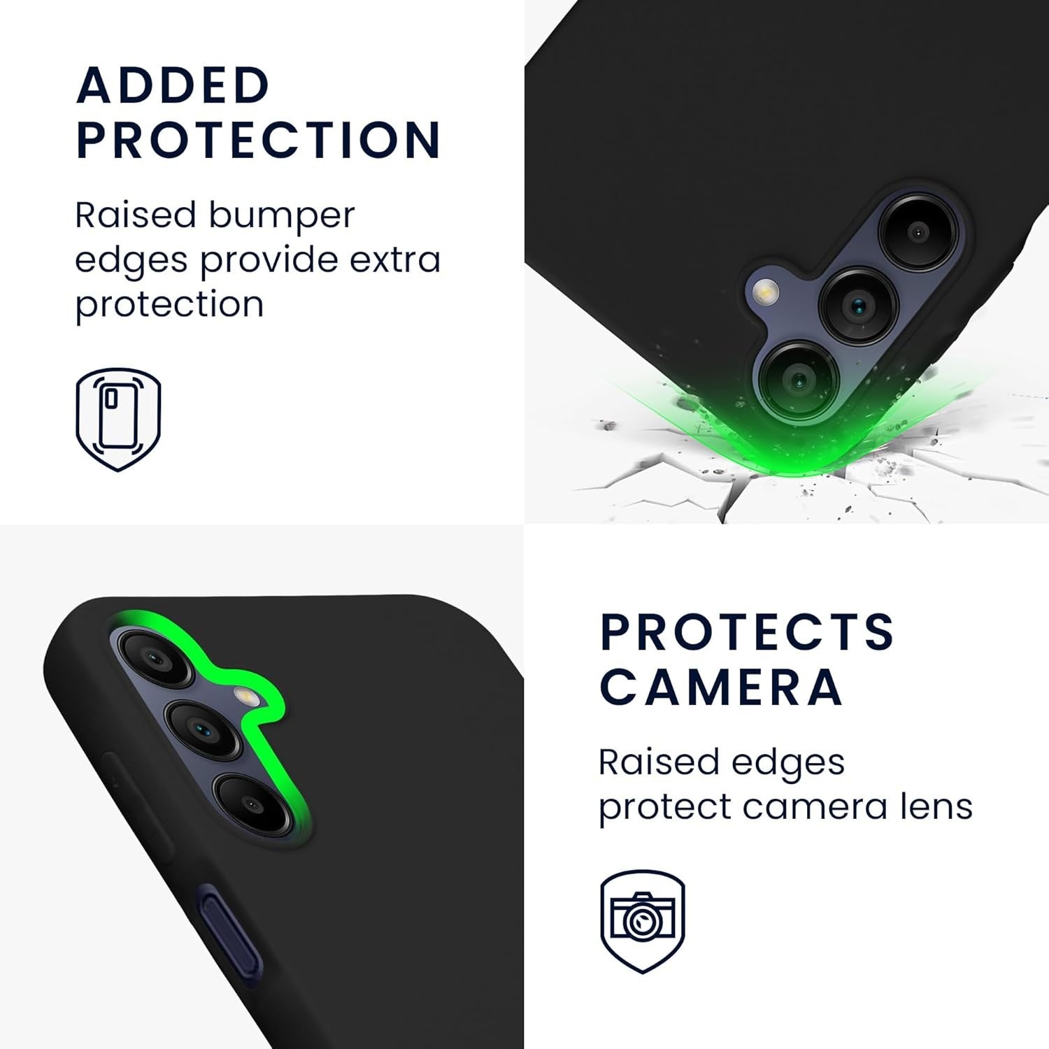 Husa de Protectie Matte TPU, pentru Samsung Galaxy A15, Protectie Camera, Antisoc, Antizgariere, Antialunecare, Acoperire Completa, Negru