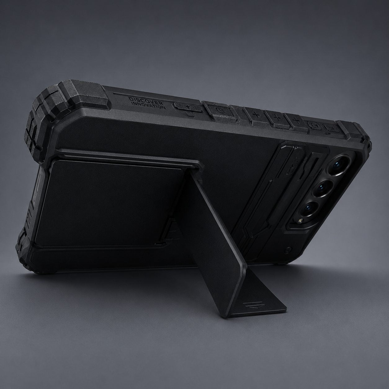 Husa de Protectie Defender, Compatibila cu Samsung Galaxy S22 Plus, cu Stand Reglabil Integrat, Protectie Glisanta pentru Camera, Antisoc si Antizgariere, Negru