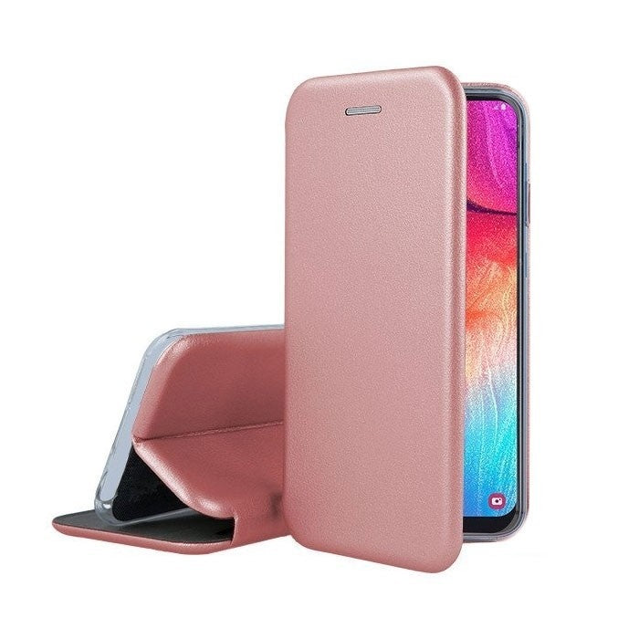 Husa de protectie compatibila cu Huawei P40 Lite E Magnet Book Case Roz-Auriu