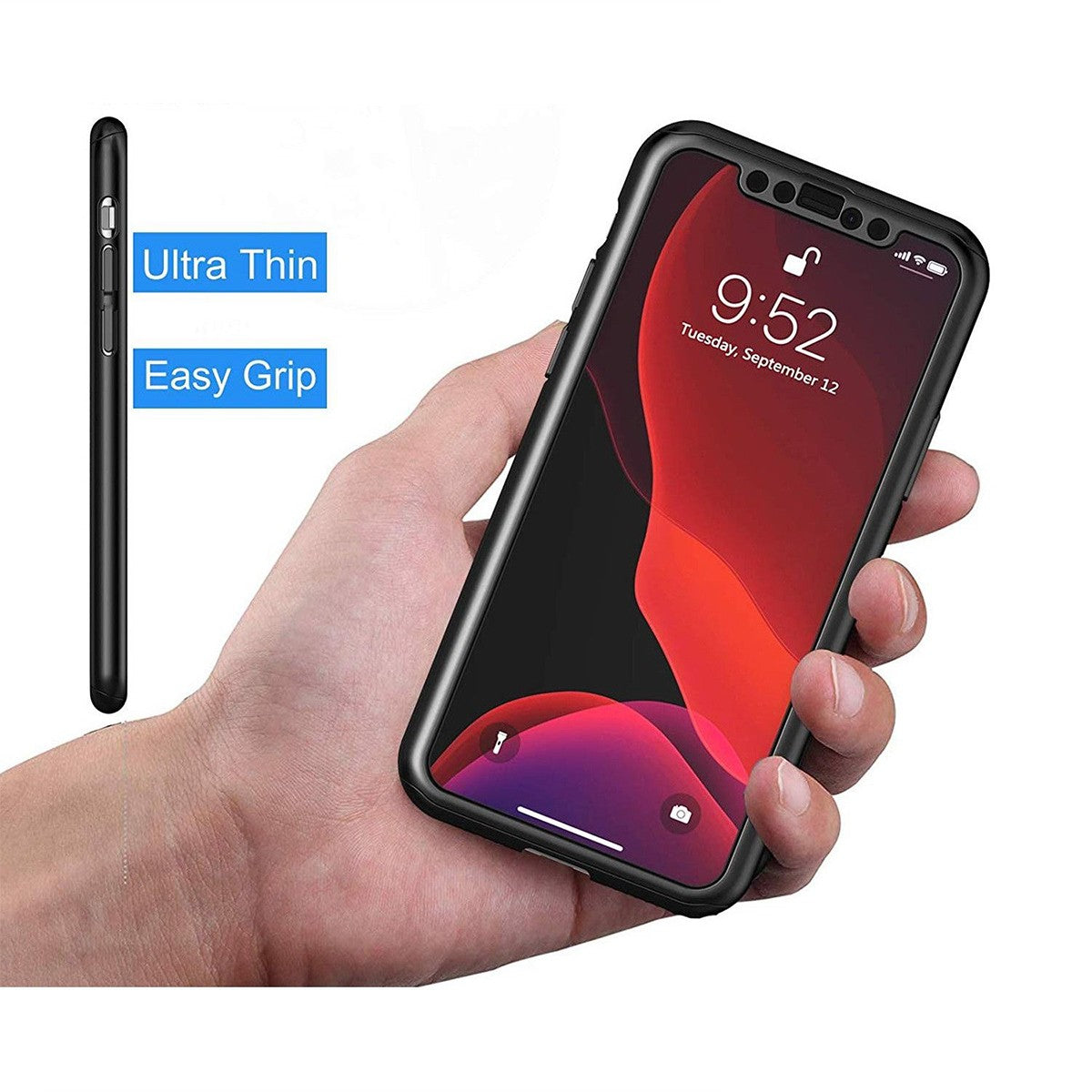 Husa de protectie compatibila cu Samsung Galaxy A10 Full Cover 360 Negru + Folie de protectie