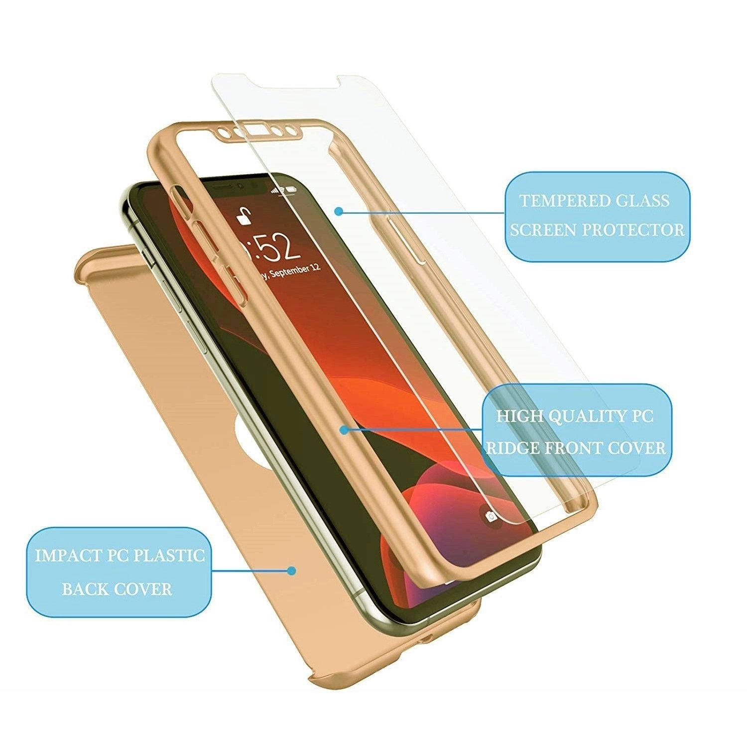 Husa de protectie compatibila cu Samsung S21 Ultra Full Cover 360 Auriu + Folie de protectie