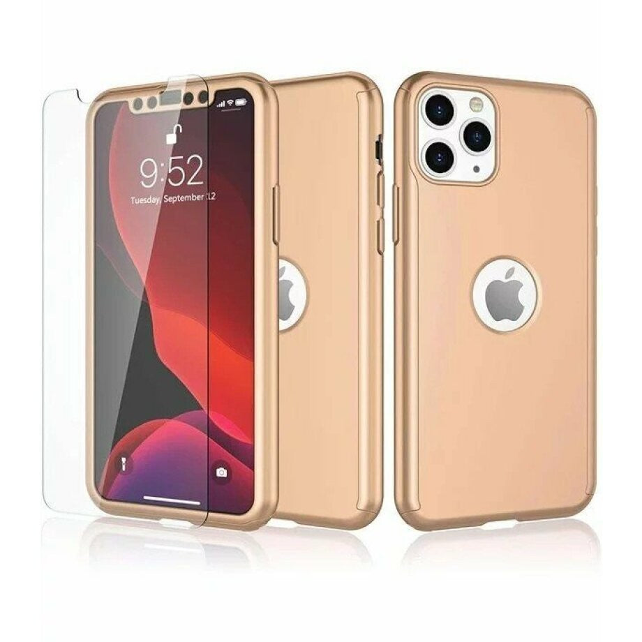 Husa de protectie compatibila cu Samsung S21 Ultra Full Cover 360 Auriu + Folie de protectie