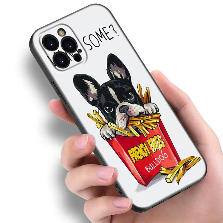 Husa de Protectie, Husa de Protectie pentru iPhone 14 Pro Max, din TPU, Imprimeu Bulldog SOME, Alb