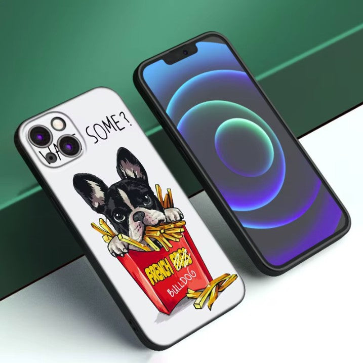 Husa de Protectie, Husa de Protectie pentru iPhone 14 Pro Max, din TPU, Imprimeu Bulldog SOME, Alb
