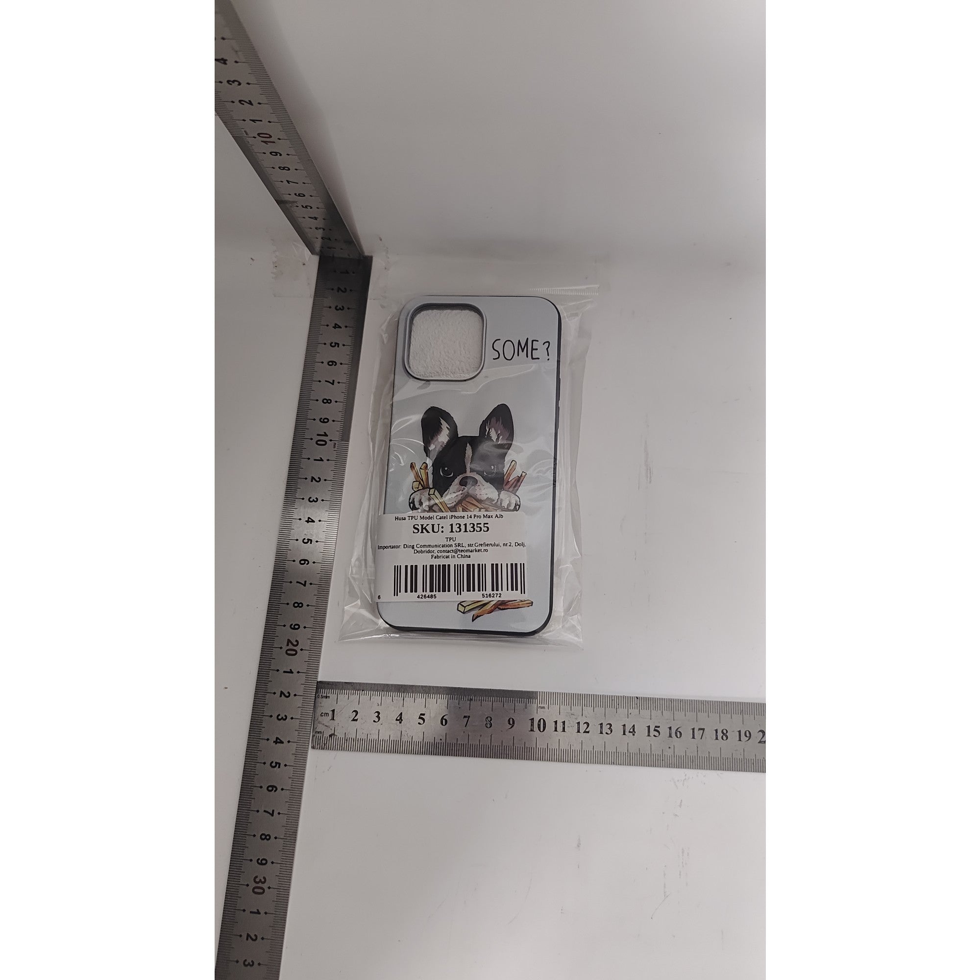 Husa de Protectie, Husa de Protectie pentru iPhone 14 Pro Max, din TPU, Imprimeu Bulldog SOME, Alb