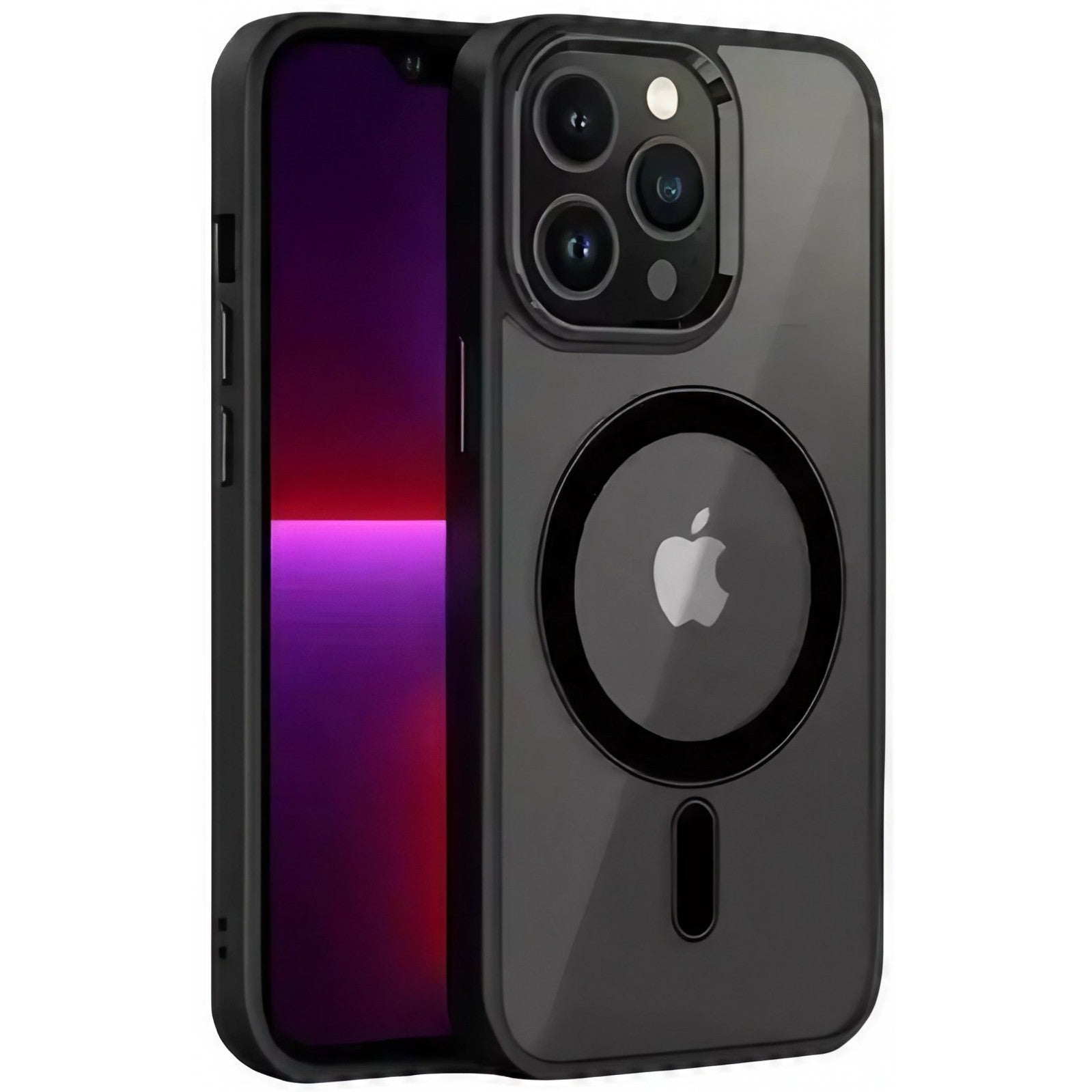 Husa de Protectie, pentru Apple iPhone 12/12 Pro, Acoperire Totala, Magnetica, Wireless, din Acrilic Mat Colorat, Negru