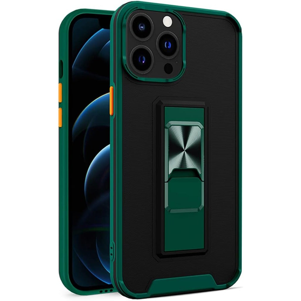 Husa Telefon, Flippy, Compatibila Apple iPhone 13 Mini, Carcasa Defender Sergeant Brave,  Magnetic, cu Suport, Verde Inchis