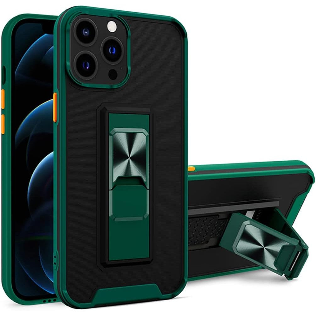 Husa Telefon, Flippy, Compatibila Apple iPhone 13 Mini, Carcasa Defender Sergeant Brave,  Magnetic, cu Suport, Verde Inchis