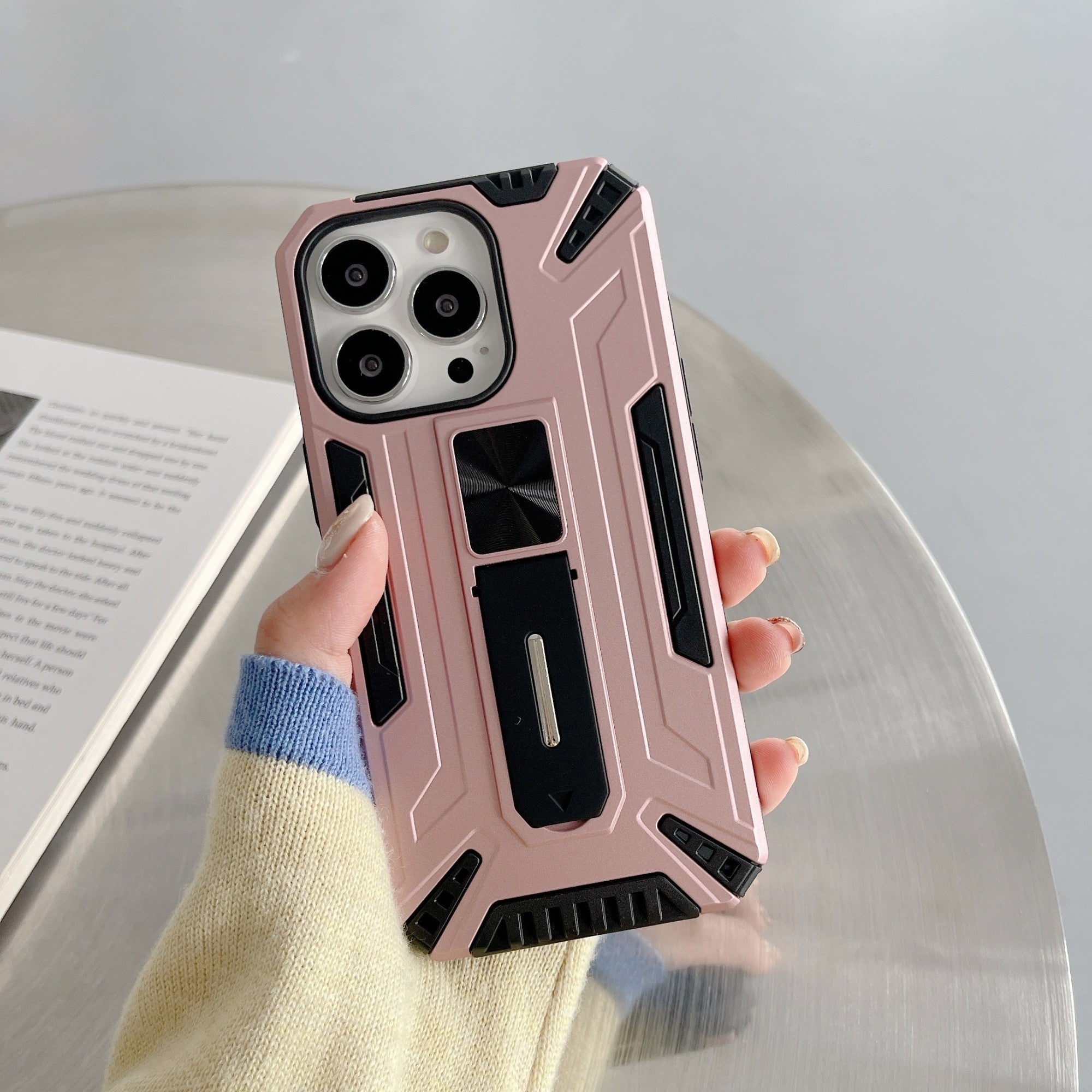 Husa de protectie Flippy pentru Apple iPhone 13 Pro Max Defender Sergeant Brave cu suport,Roz Auriu