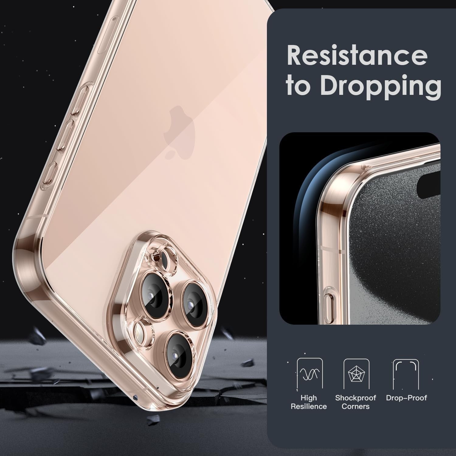Husa de Protectie, Flippy, pentru Apple iPhone 16 Pro Max, TPU, Antisoc, Rezistenta la Impact, Protectie Camera, Transparenta
