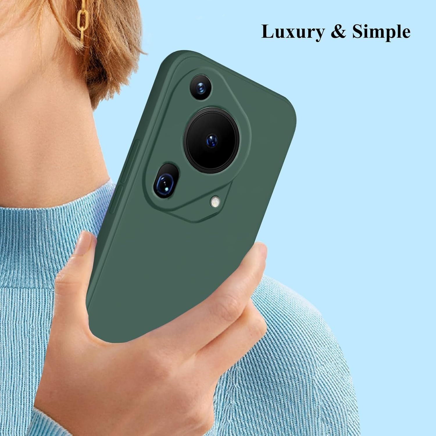 Husa de Protectie, Flippy, pentru Huawei Pura 70, Liquid Silicone, cu Microfibra pe Interior, Protectie Antisoc, Compatibil Incarcare Wireless, Verde