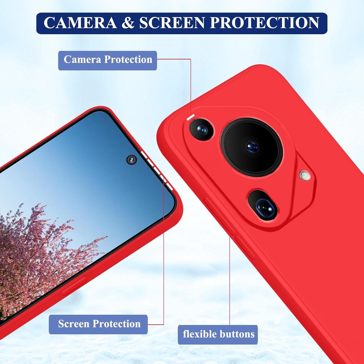 Husa de Protectie, pentru Huawei Pura 70, Liquid Silicone, cu Microfibra pe Interior, Protectie Antisoc, Compatibil Incarcare Wireless, Rosu