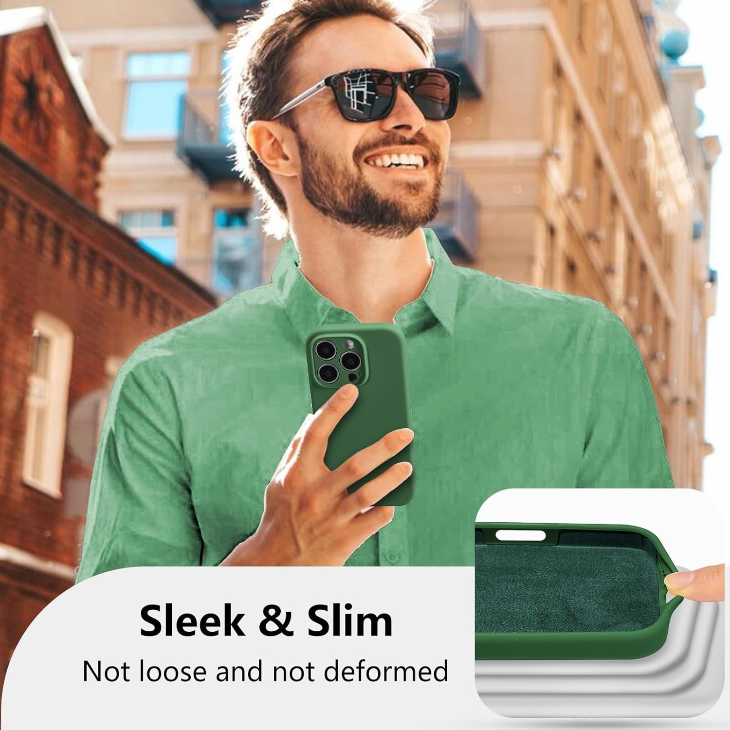 Husa de Protectie, Flippy, pentru iPhone 16 Pro Max, Liquid Silicone, cu Microfibra pe Interior, Protectie Antisoc, Compatibil Incarcare Wireless, Verde