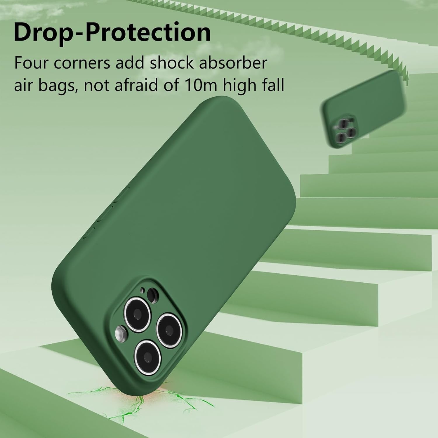 Husa de Protectie, Flippy, pentru iPhone 16 Pro Max, Liquid Silicone, cu Microfibra pe Interior, Protectie Antisoc, Compatibil Incarcare Wireless, Verde