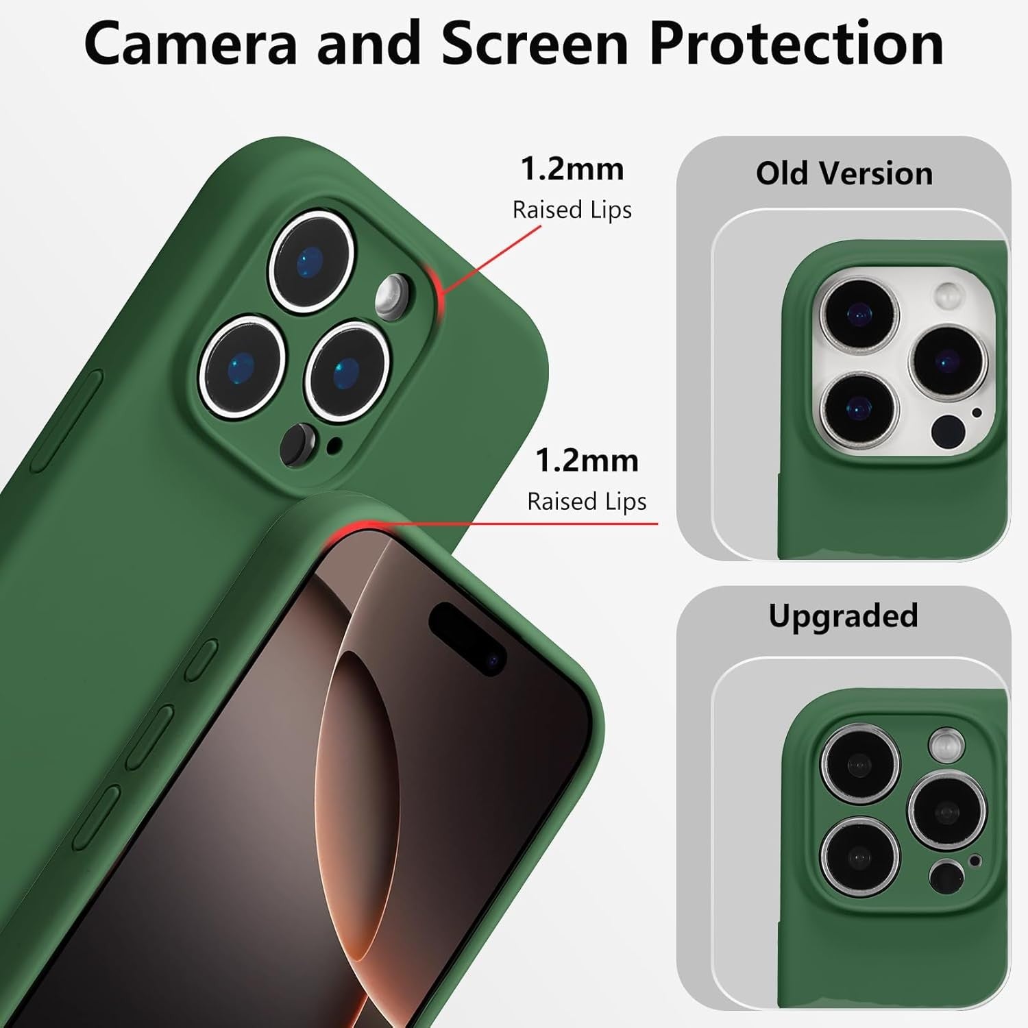 Husa de Protectie, Flippy, pentru iPhone 16 Pro Max, Liquid Silicone, cu Microfibra pe Interior, Protectie Antisoc, Compatibil Incarcare Wireless, Verde