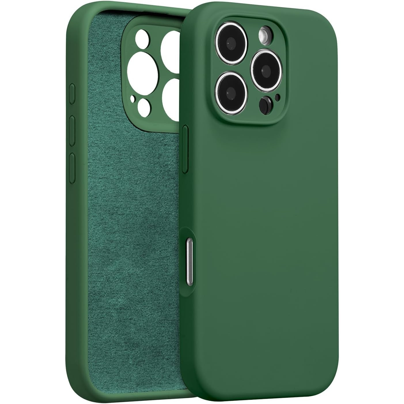Husa de Protectie, Flippy, pentru iPhone 16 Pro Max, Liquid Silicone, cu Microfibra pe Interior, Protectie Antisoc, Compatibil Incarcare Wireless, Verde