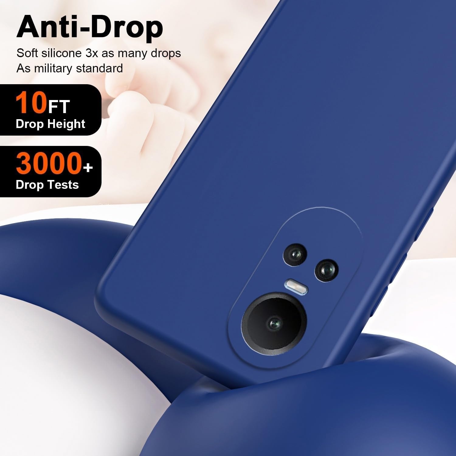 Husa de Protectie, pentru Oppo Reno 10 5G, Liquid Silicone, cu Microfibra pe Interior, Protectie Antisoc, Compatibil Incarcare Wireless, Albastru