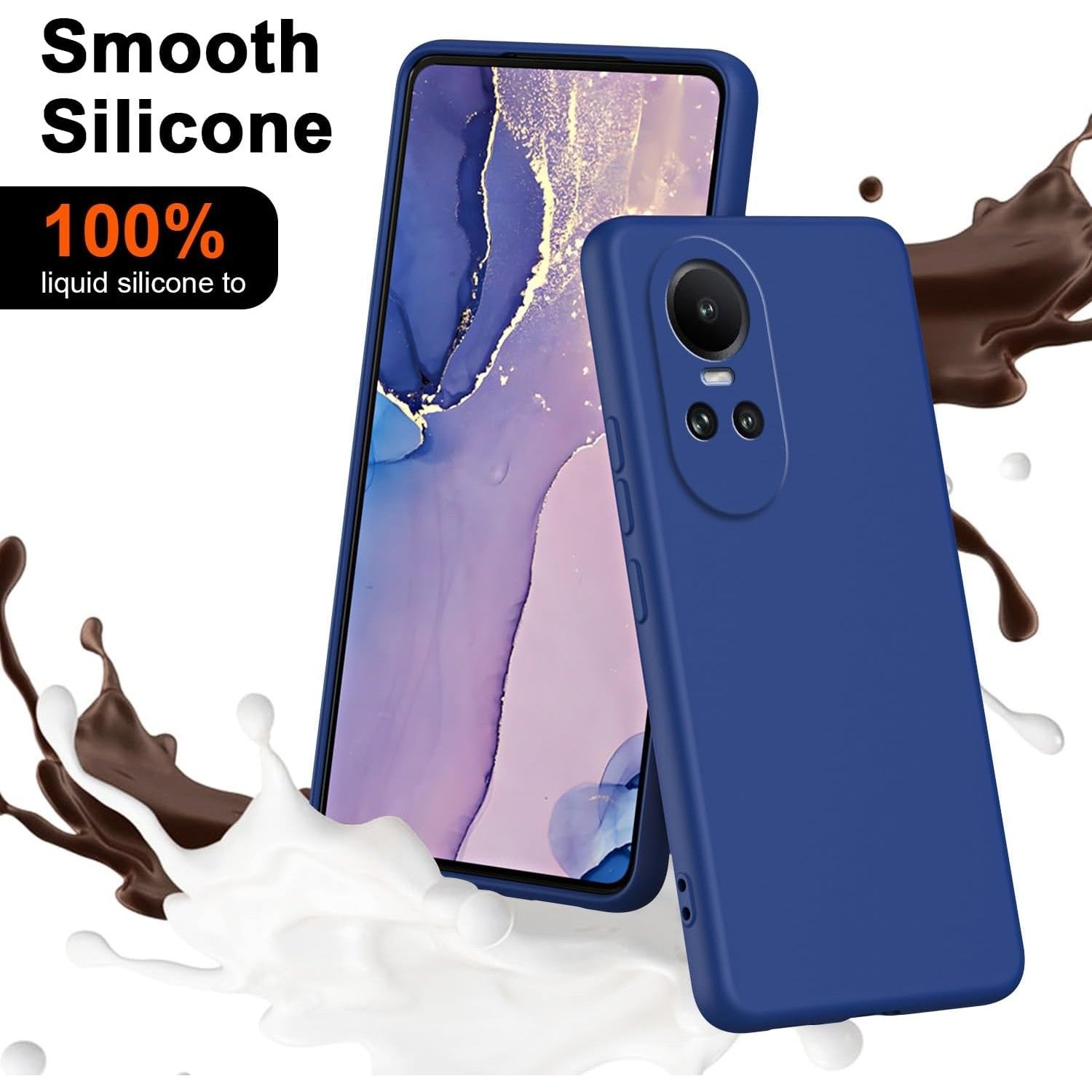 Husa de Protectie, pentru Oppo Reno 10 5G, Liquid Silicone, cu Microfibra pe Interior, Protectie Antisoc, Compatibil Incarcare Wireless, Albastru