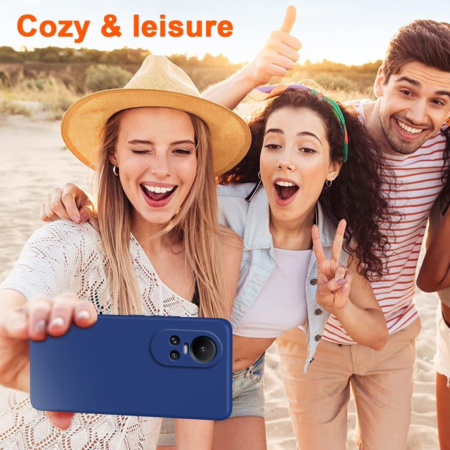 Husa de Protectie, pentru Oppo Reno 10 5G, Liquid Silicone, cu Microfibra pe Interior, Protectie Antisoc, Compatibil Incarcare Wireless, Albastru