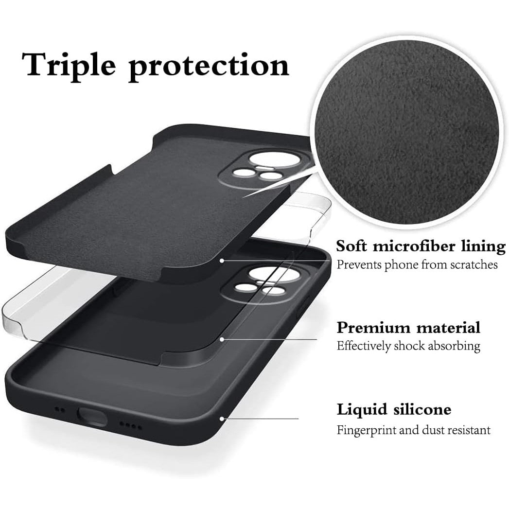 Husa de Protectie, pentru Oppo Reno 10 5G, Liquid Silicone, cu Microfibra pe Interior, Protectie Antisoc, Compatibil Incarcare Wireless, Negru