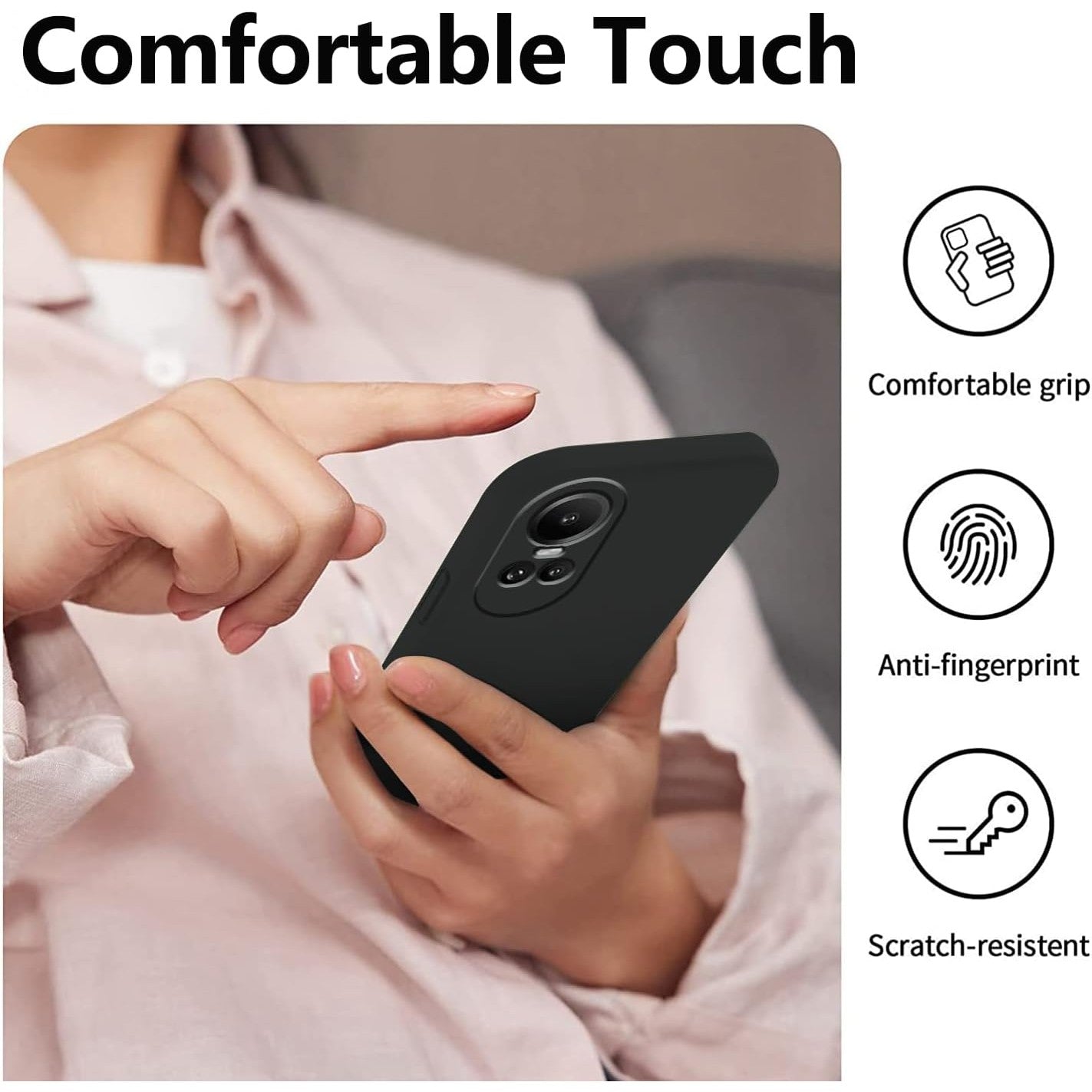 Husa de Protectie, pentru Oppo Reno 10 5G, Liquid Silicone, cu Microfibra pe Interior, Protectie Antisoc, Compatibil Incarcare Wireless, Negru
