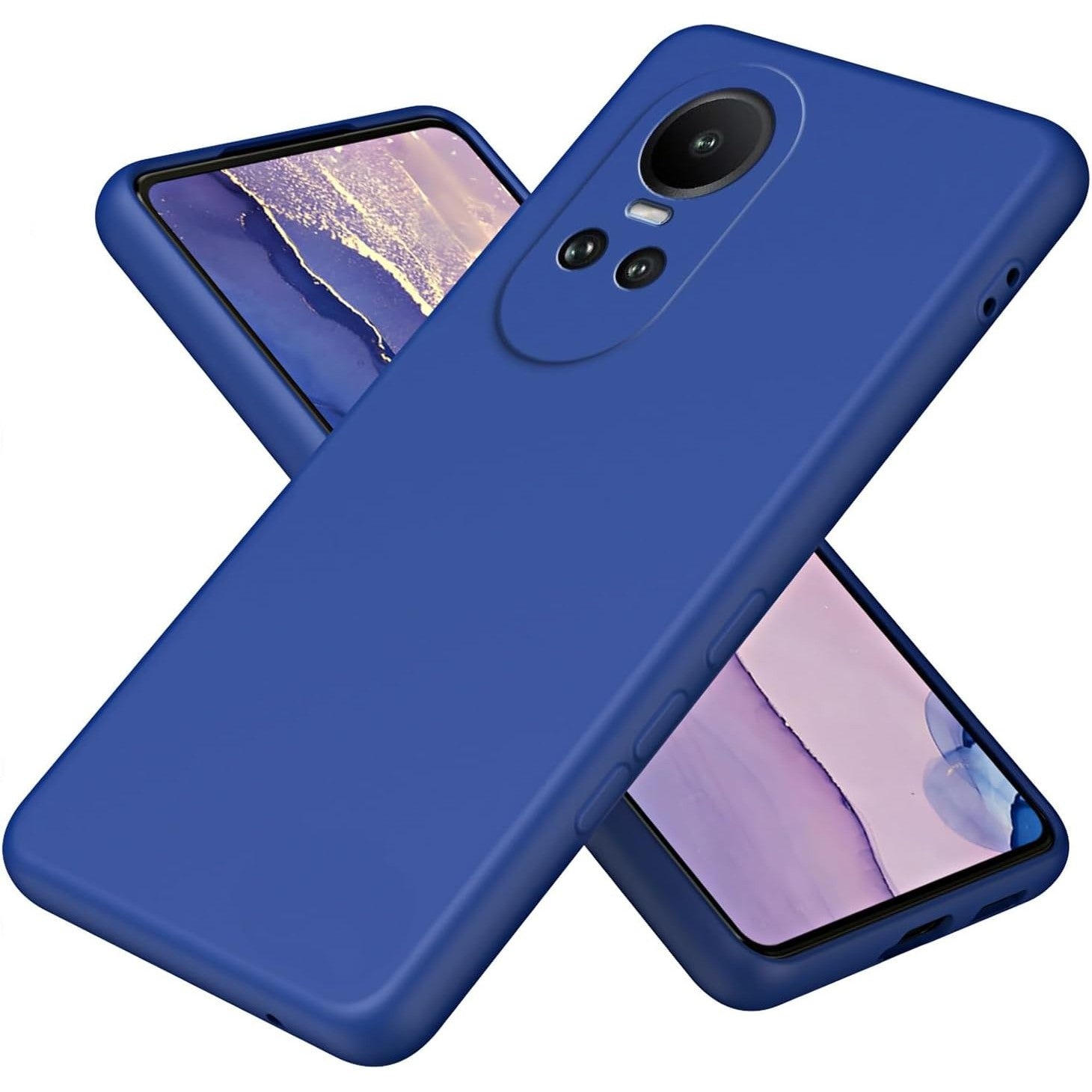 Husa de Protectie, pentru Oppo Reno 10 5G, Liquid Silicone, cu Microfibra pe Interior, Protectie Antisoc, Compatibil Incarcare Wireless, Albastru