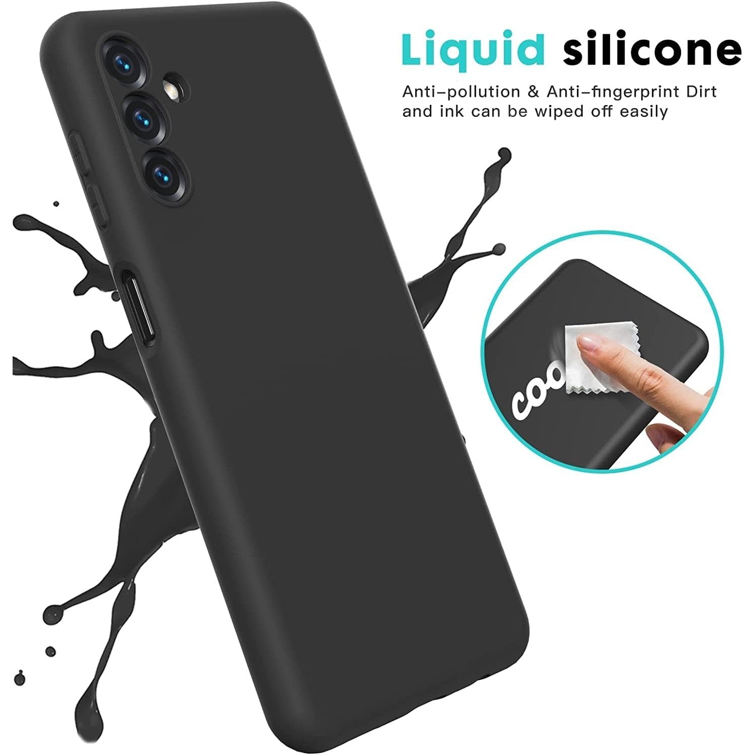 Husa de Protectie, Flippy, pentru Samsung Galaxy A35, Liquid Silicone, cu Microfibra pe Interior, Protectie Antisoc, Compatibil Incarcare Wireless, Negru