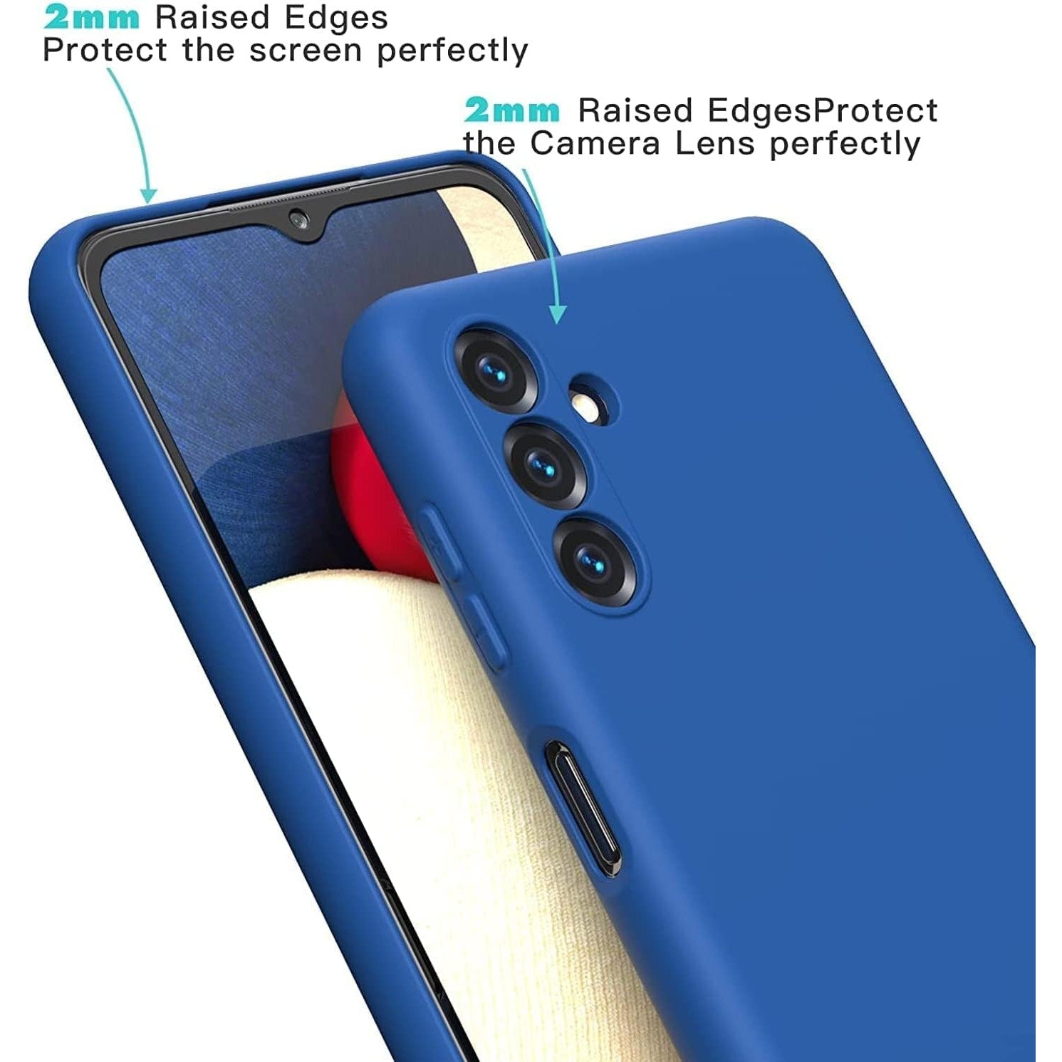 Husa de Protectie, Flippy, pentru Samsung Galaxy A55, Liquid Silicone, cu Microfibra pe Interior, Protectie Antisoc, Compatibil Incarcare Wireless, Albastru