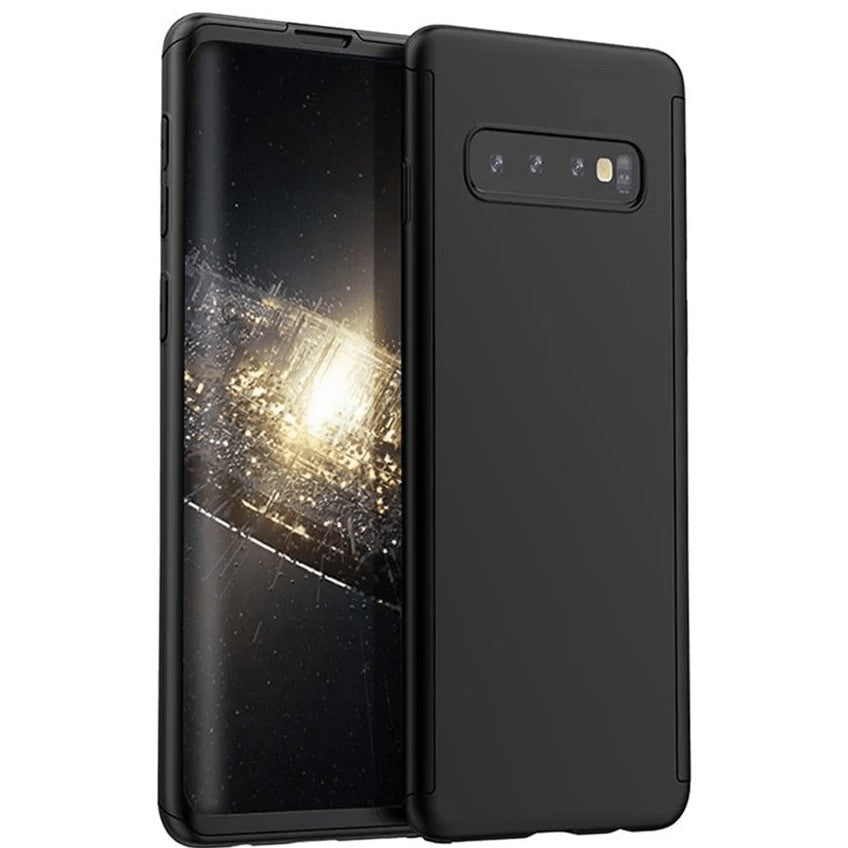 Husa de Protectie, pentru Samsung Galaxy A6 Plus (2018), cu Acoperire Completa 360, cu Folie de Protectie, Plastic, Negru