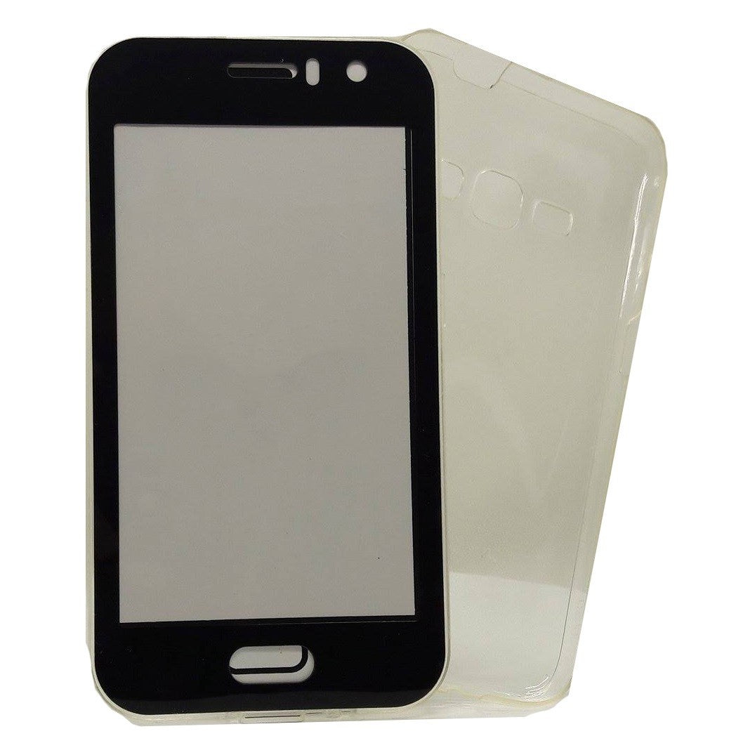 Husa de protectie ® pentru Samsung J1 2016 Full Tpu 360 V2 Transparent cu margini negre