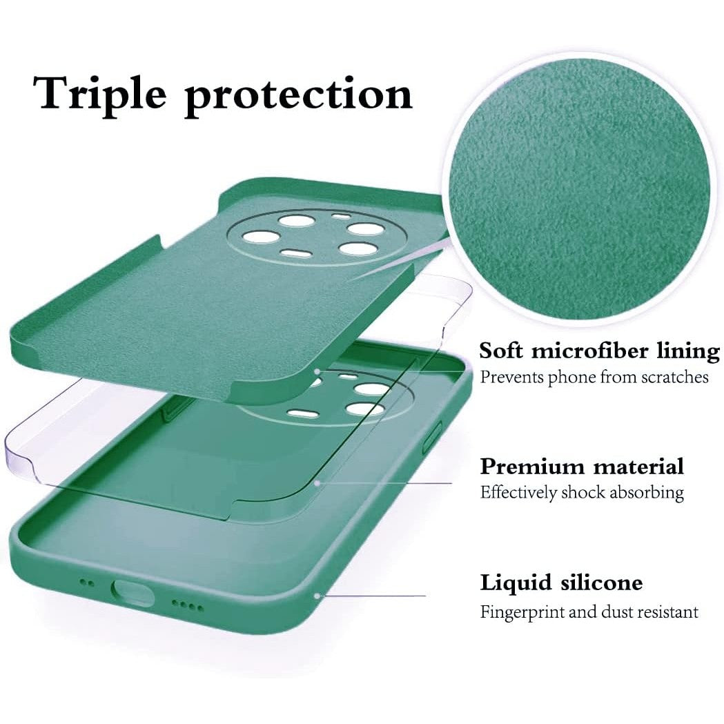 Husa de Protectie, pentru Xiaomi 14 Ultra, Liquid Silicone, cu Microfibra pe Interior, Protectie Antisoc, Compatibil Incarcare Wireless, Verde