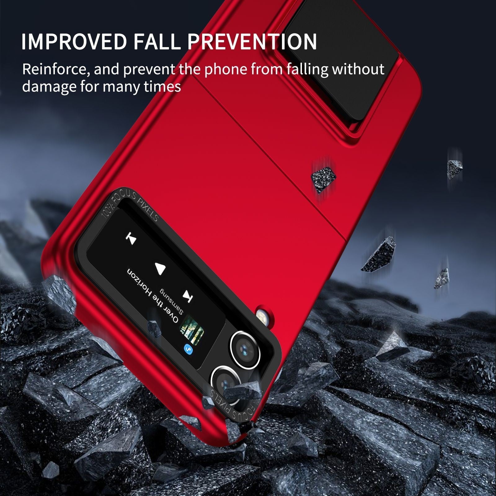 Husa de Protectie, Flippy, pentru Samsung Galaxy Z Flip 5, din PC, cu Pliere Tridimensionala, Multifunctionala, Rosie