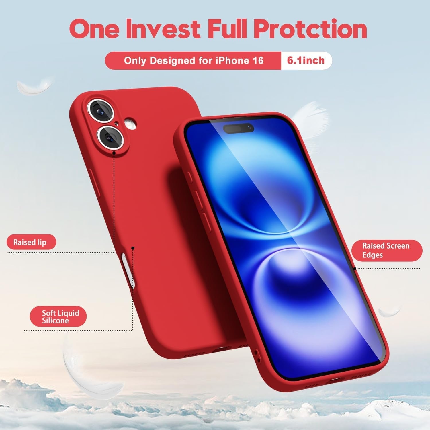 Husa de Protectie Matte TPU, pentru Apple iPhone 16, Protectie Camera, Antisoc, Antizgariere, Antialunecare, Acoperire Completa, Rosu