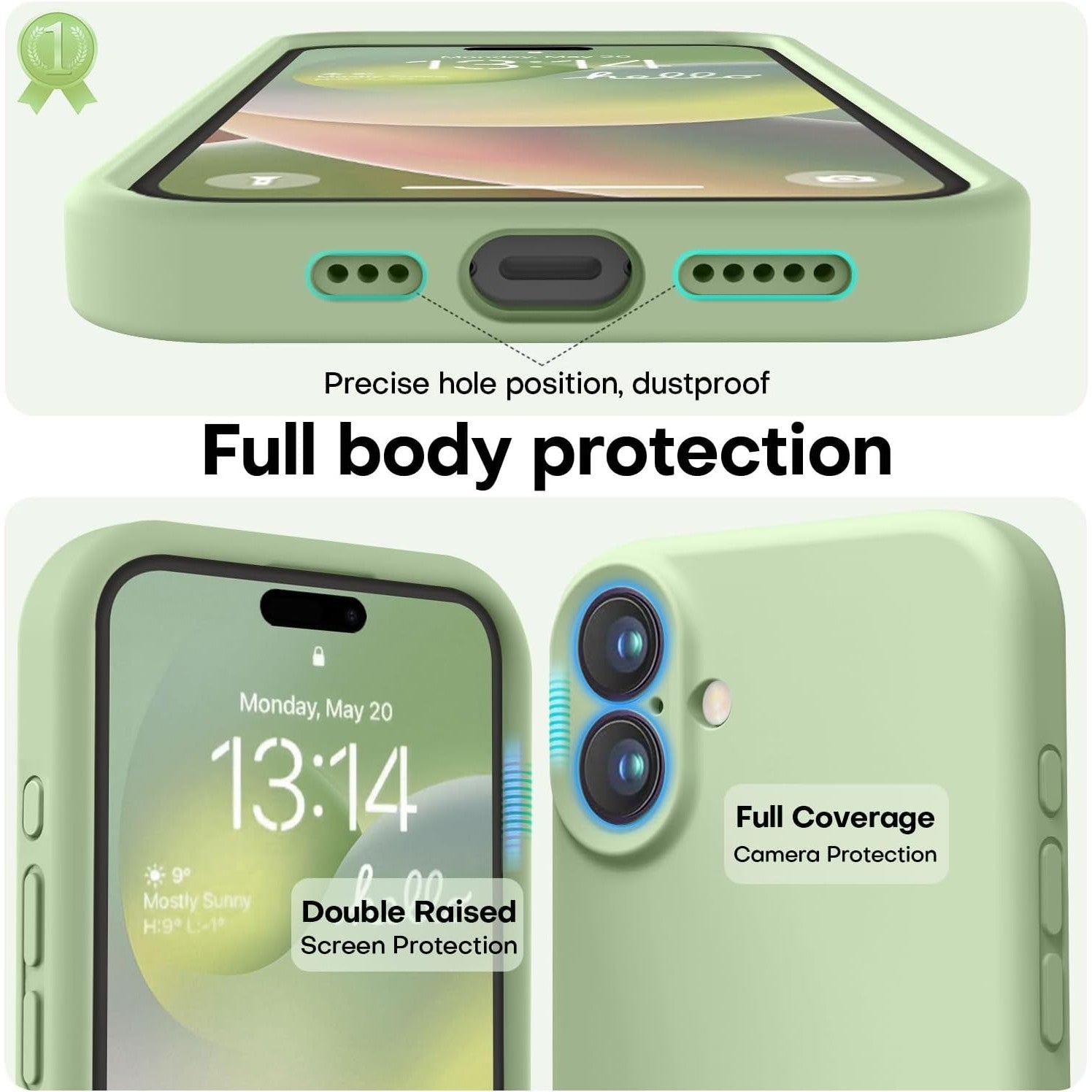Husa de Protectie Matte TPU, pentru Apple iPhone 16, Protectie Camera, Antisoc, Antizgariere, Antialunecare, Acoperire Completa, Verde