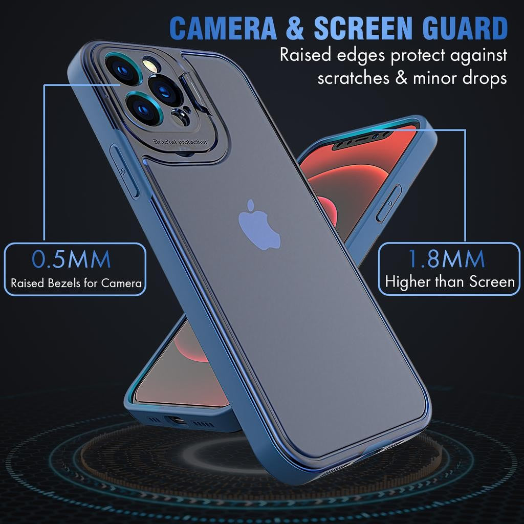 Husa de protectie pentru Apple iPhone 14 Pro Max, Bracket series cu suport si protectie pentru camera, Albastru