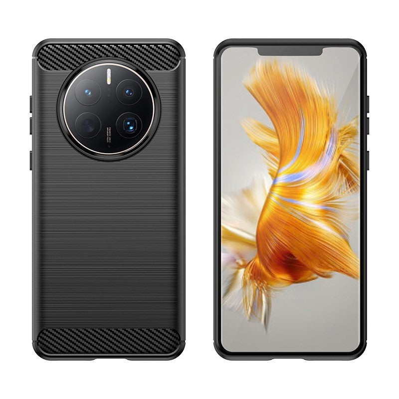 Husa de Protectie pentru Huawei Mate 50 Pro, Protectie 360, din TPU cu element de Carbon, Anti Alunecare, 1.8 mm, Negru