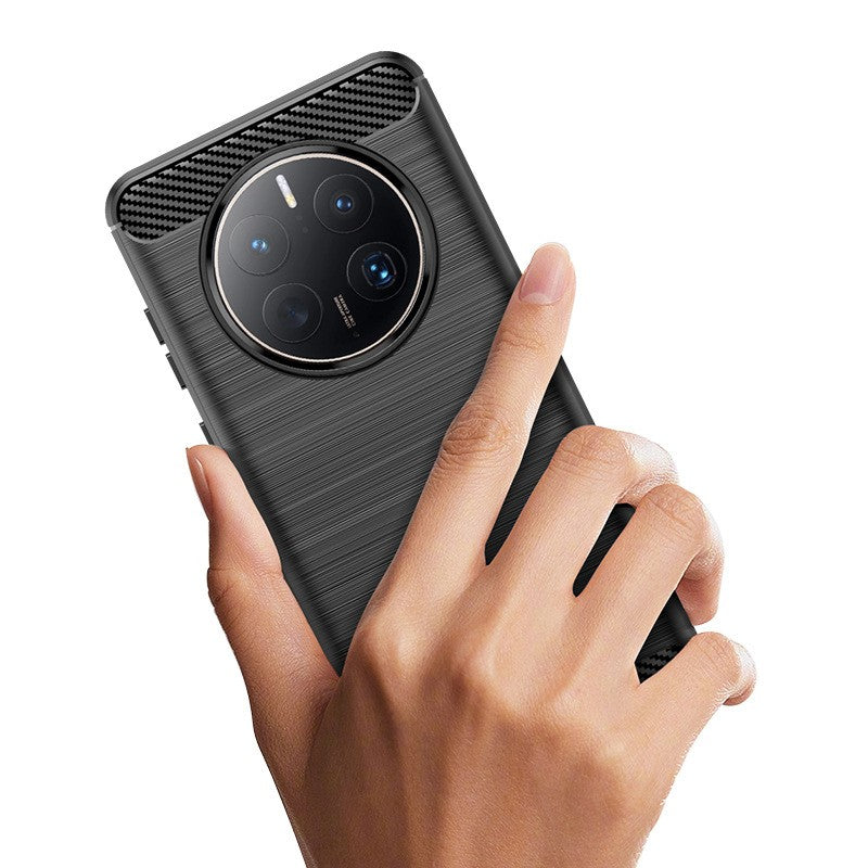 Husa de Protectie pentru Huawei Mate 50 Pro, Protectie 360, din TPU cu element de Carbon, Anti Alunecare, 1.8 mm, Negru