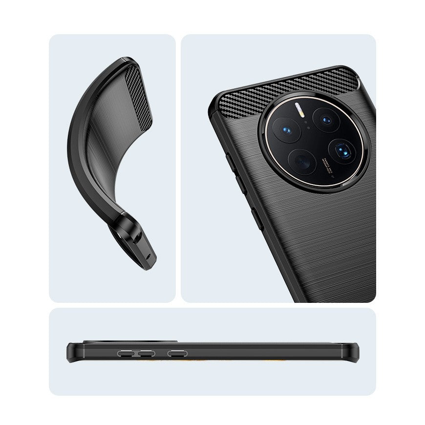 Husa de Protectie pentru Huawei Mate 50 Pro, Protectie 360, din TPU cu element de Carbon, Anti Alunecare, 1.8 mm, Negru