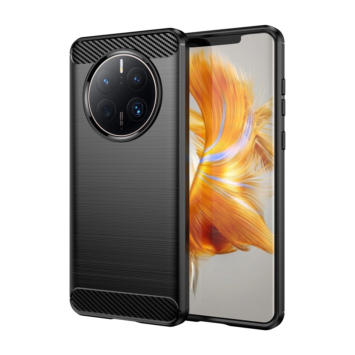 Husa de Protectie pentru Huawei Mate 50 Pro, Protectie 360, din TPU cu element de Carbon, Anti Alunecare, 1.8 mm, Negru