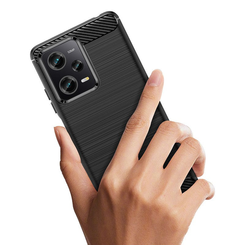 Husa de Protectie pentru Xiaomi Redmi 12 Pro, Protectie 360, din TPU cu element de Carbon, Anti Alunecare, 1.8 mm, Negru