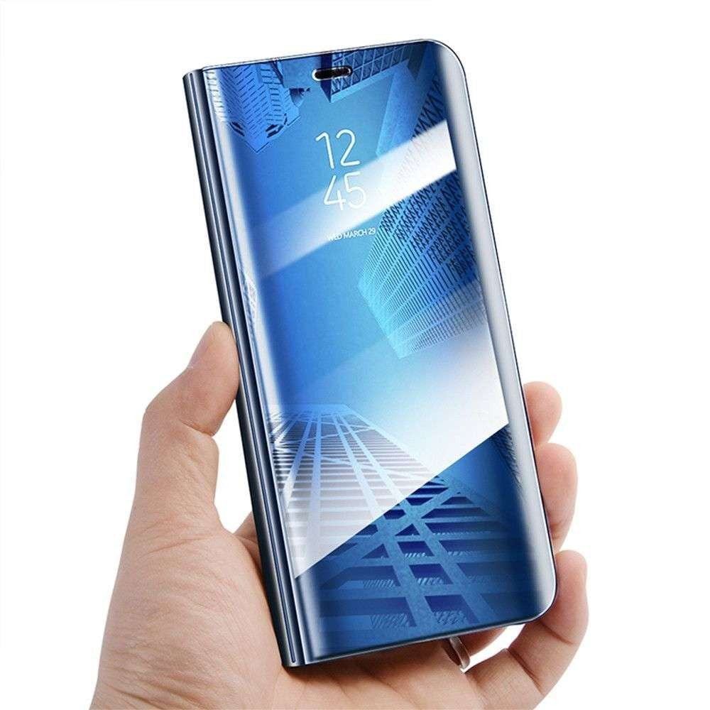 Husa de Protectie Tip Carte, pentru Xiaomi Mi 10, Flip Cover Oglinda, din Piele Ecologica si PC, Albastră