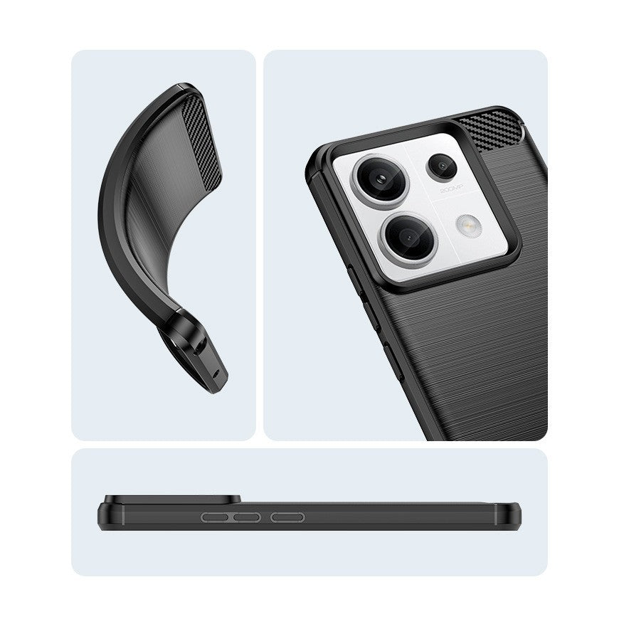 Husa de Protectie pentru Xiaomi Redmi Note 13 Pro Plus, Protectie 360, din TPU cu element de Carbon, Anti Alunecare, 1.8 mm, Negru