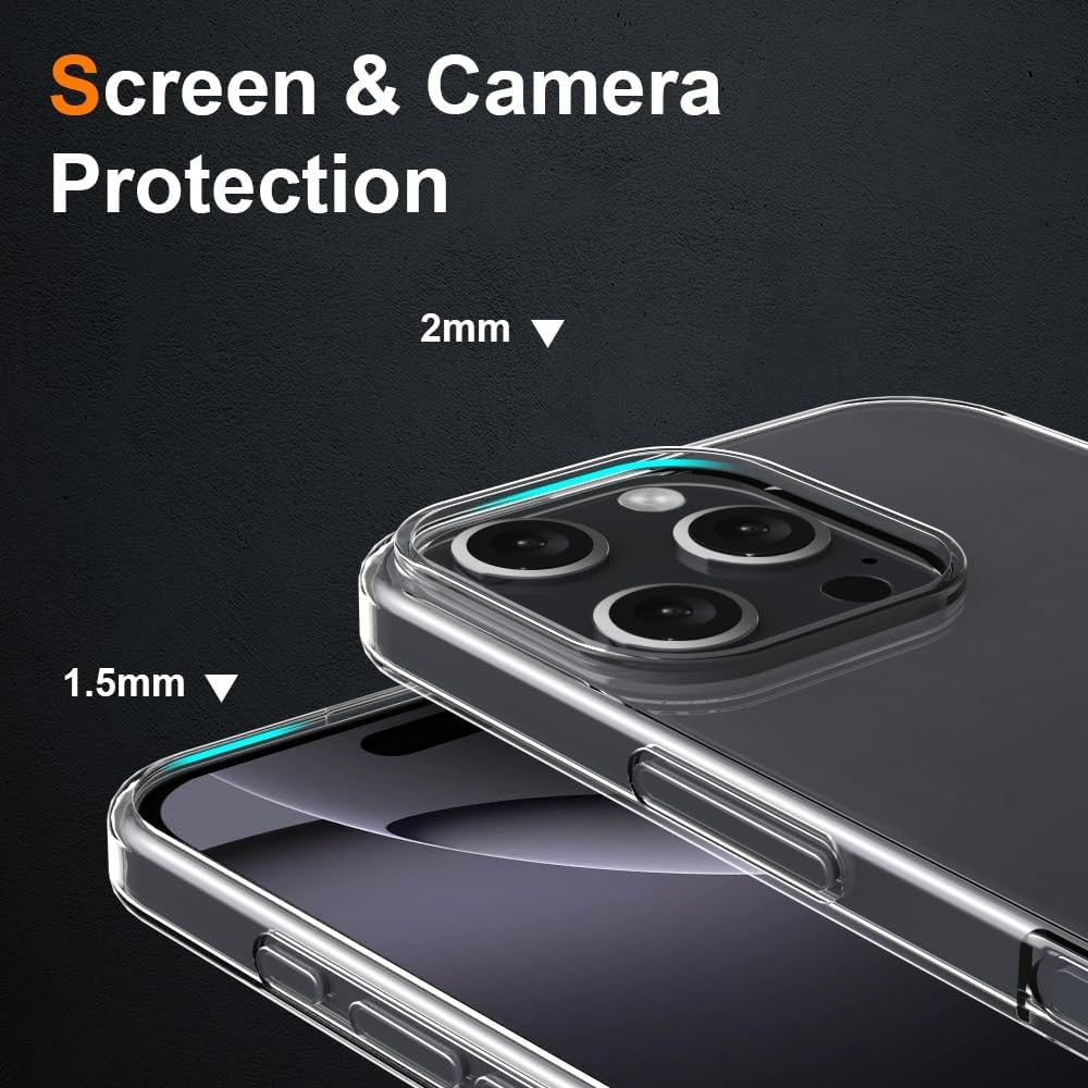 Husa de Protectie din Silicon, pentru Apple iPhone 16 Pro Max, PC, Antisoc, Rezistenta la Impact, Transparenta