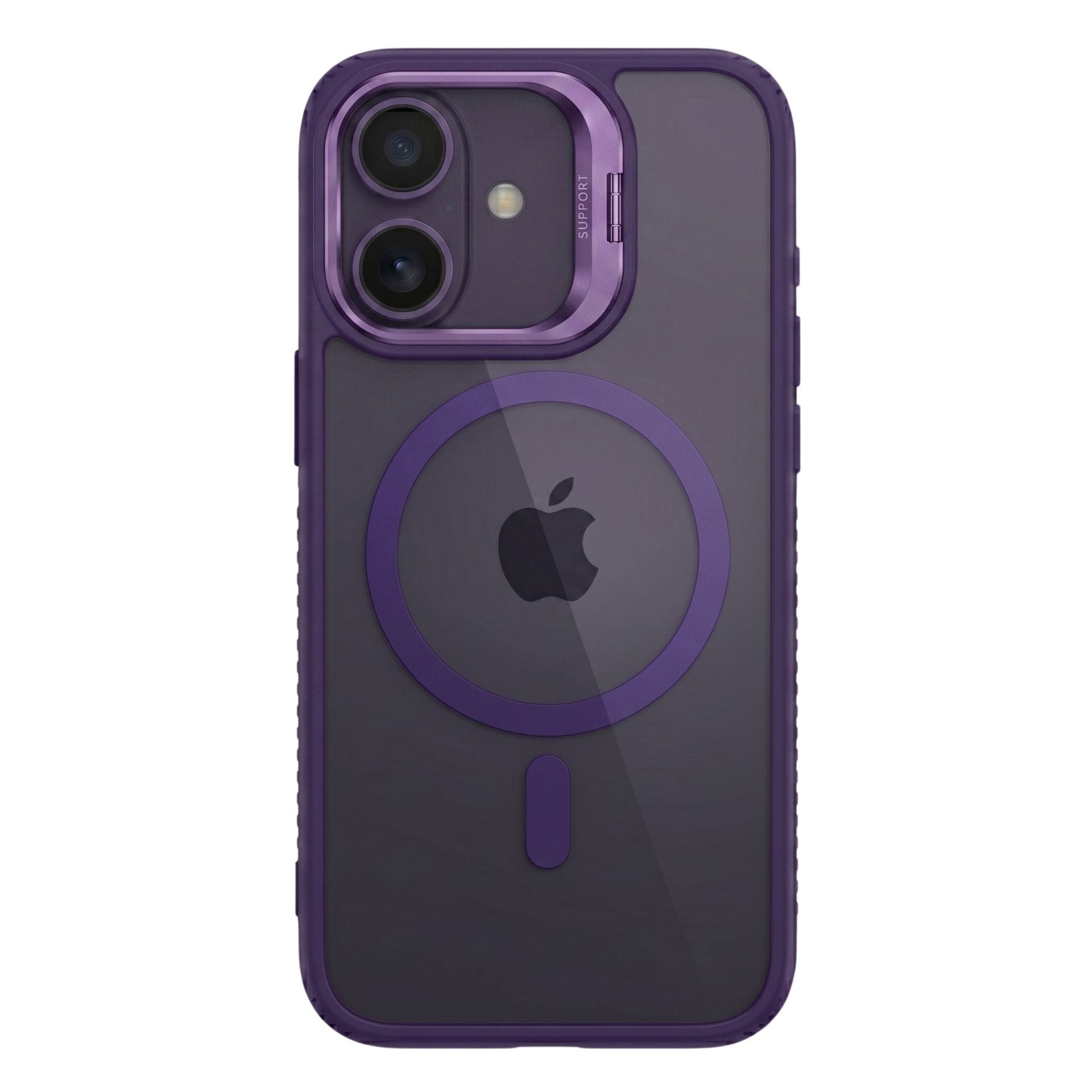 Husa de Protectie Telefon, Compatibila cu iPhone 17, MagSafe, Acrylic, Suport Metalic Protectie Camera, Anti-Soc, Mov Inchis